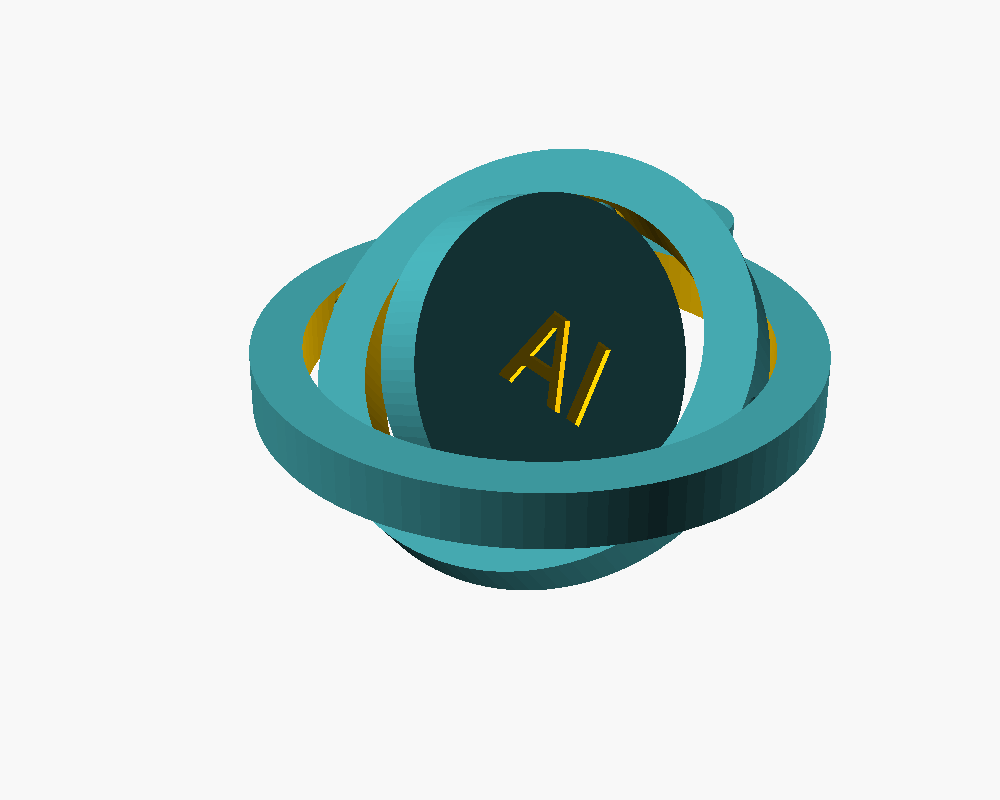 The same keychain with the middle ring and center disc rotated to show the gyro motion